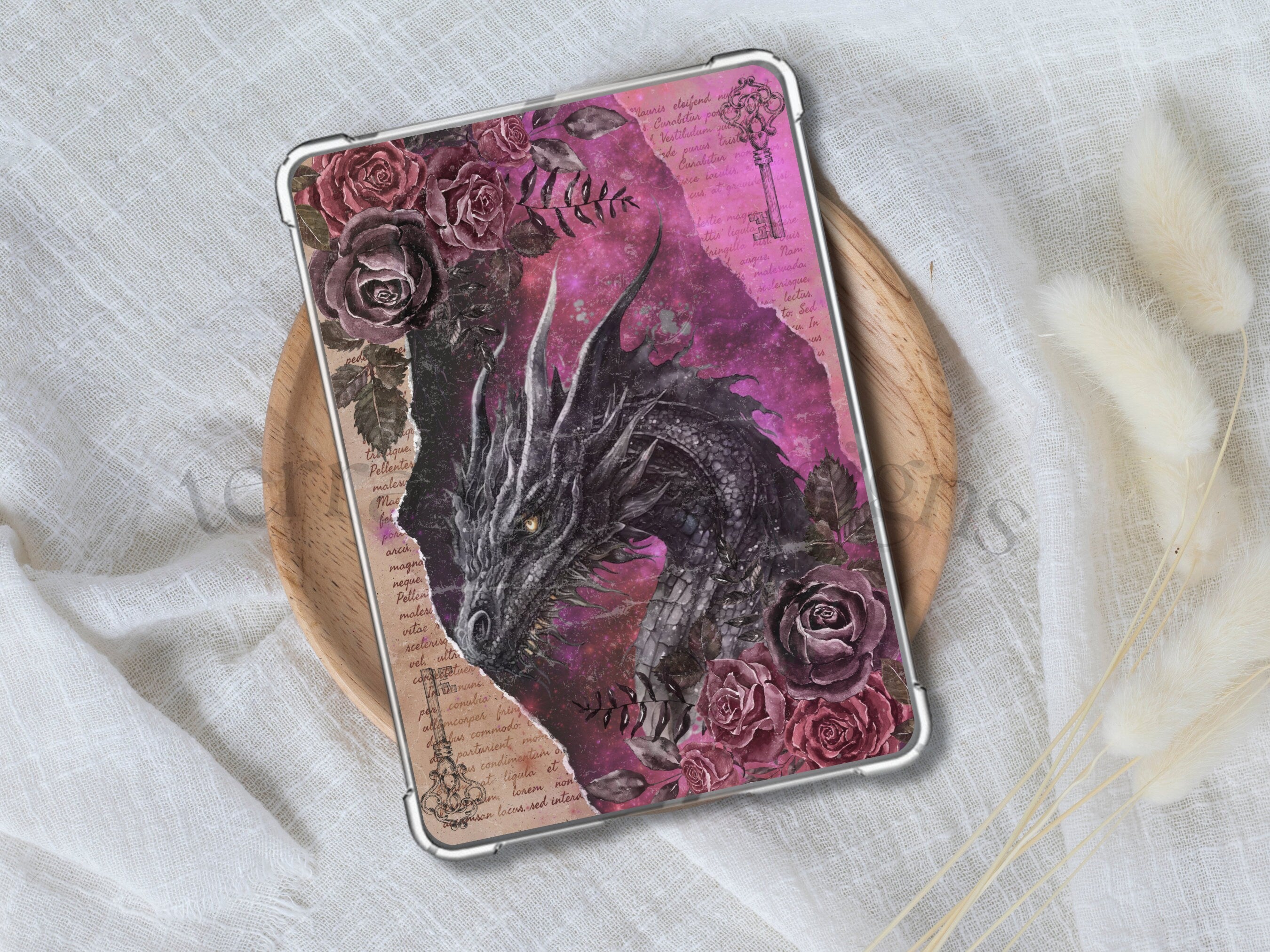 Kindle case insert for clear case-Vintage Dragon png download | clear case insert | e-reader accessories |  book png | bookish | fantasy