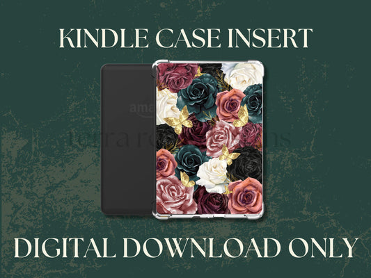 Moody Floral kindle insert png download | clear case insert | e-reader accessories |  book png | bookish | kindle accessories