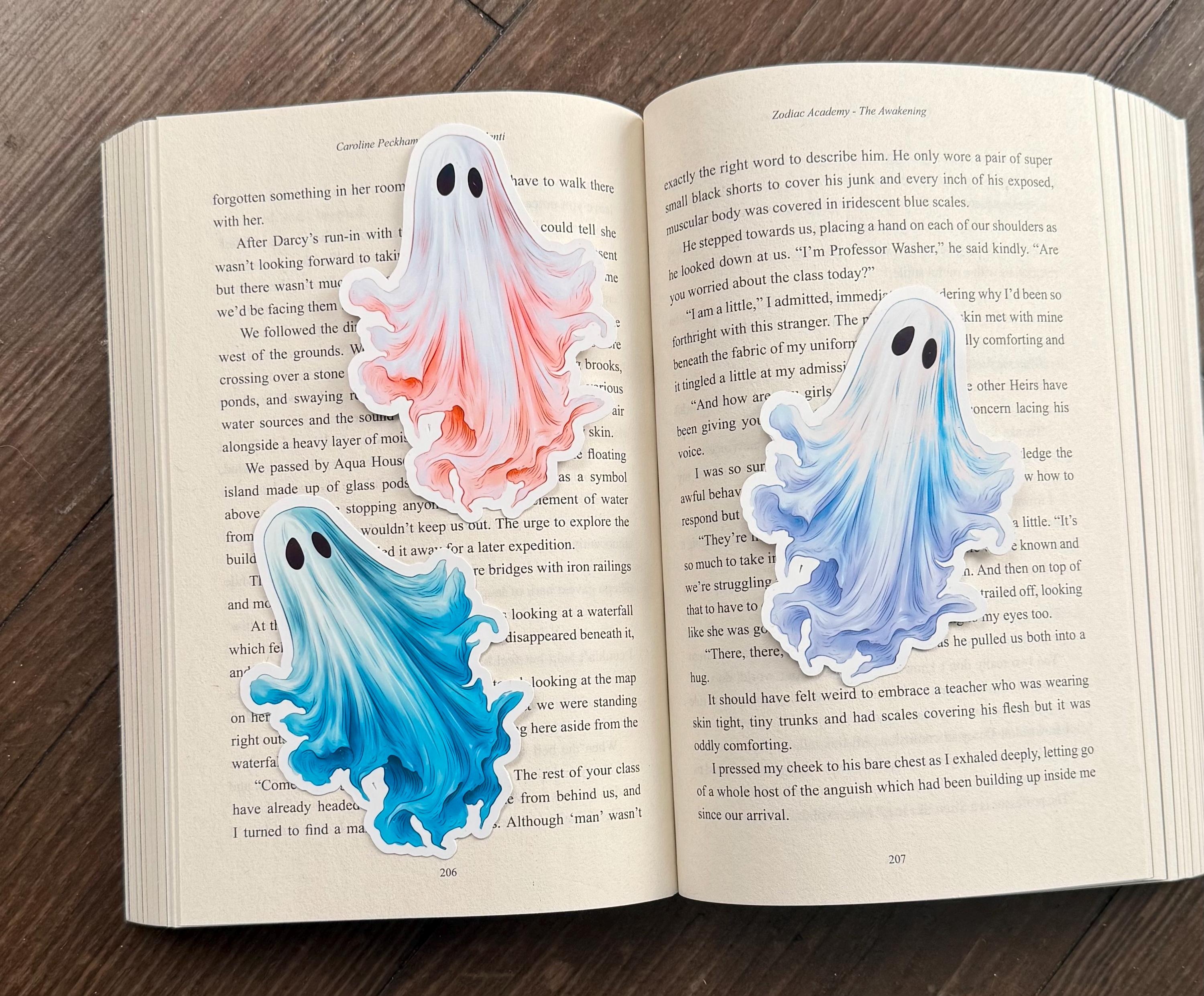 Spooky Ghost Bookish Sticker/ booktok/ bookish merch/ handmade sticker/ kindle accessories/ book accessories